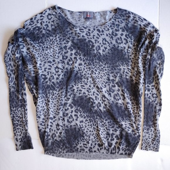 Buffalo David Bitton Grey Leopard Wool Cashmere Blend Sweater - Picture 1 of 5
